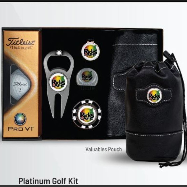 Platinum Golf Kit with pouch, includes divet tool, balls, more
