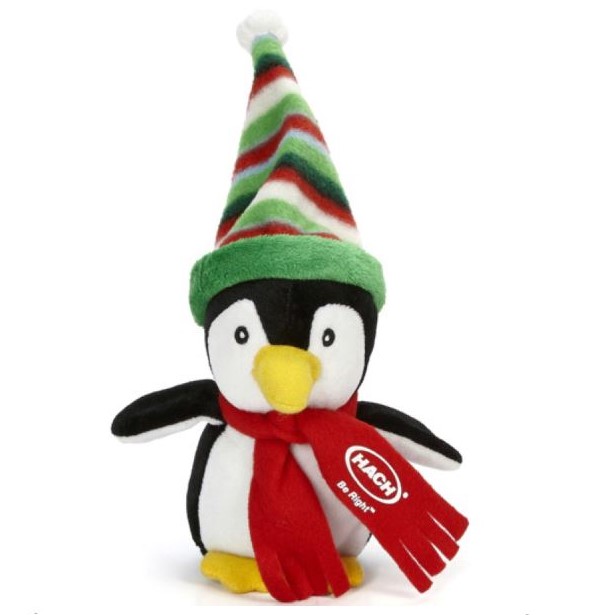 6 inch Penguin plush toy in Christmas colors with personalization option